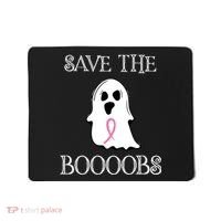 Save The Boooobs Breast Cancer Halloween Ghost Mousepad thumb 0