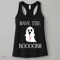 Save The Boooobs Breast Cancer Halloween Ghost Women's Tank Top thumb 3