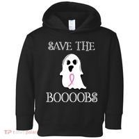 Save The Boooobs Breast Cancer Halloween Ghost Toddler Hoodie thumb 0