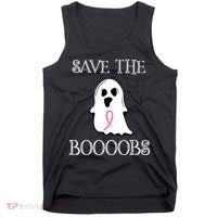 Save The Boooobs Breast Cancer Halloween Ghost Tank Top thumb 0