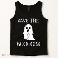 Save The Boooobs Breast Cancer Halloween Ghost Tank Top thumb 2