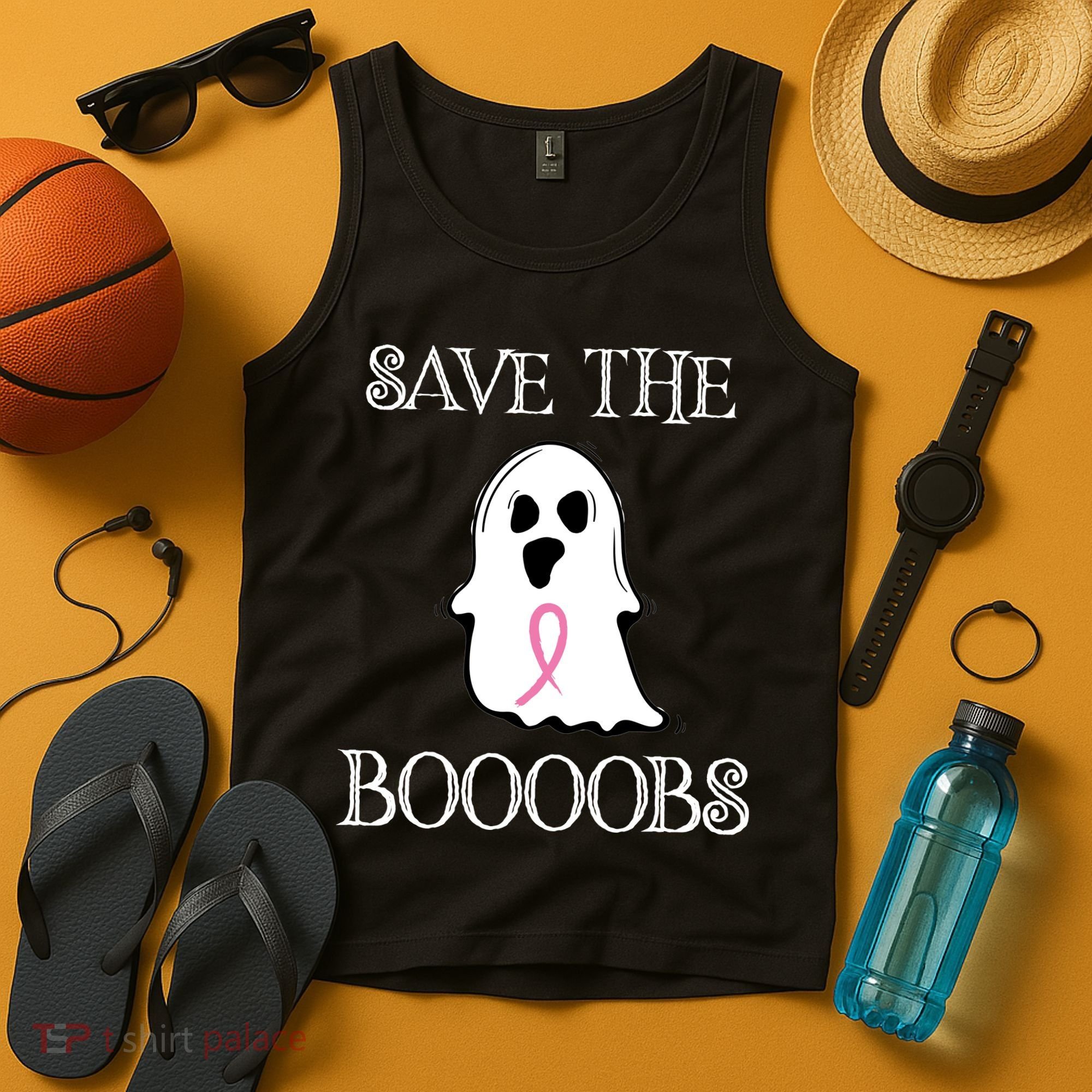 Save The Boooobs Breast Cancer Halloween Ghost Tank Top