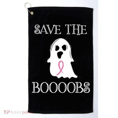 Save The Boooobs Breast Cancer Halloween Ghost Golf Towel