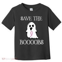 Save The Boooobs Breast Cancer Halloween Ghost Toddler T-Shirt thumb 0