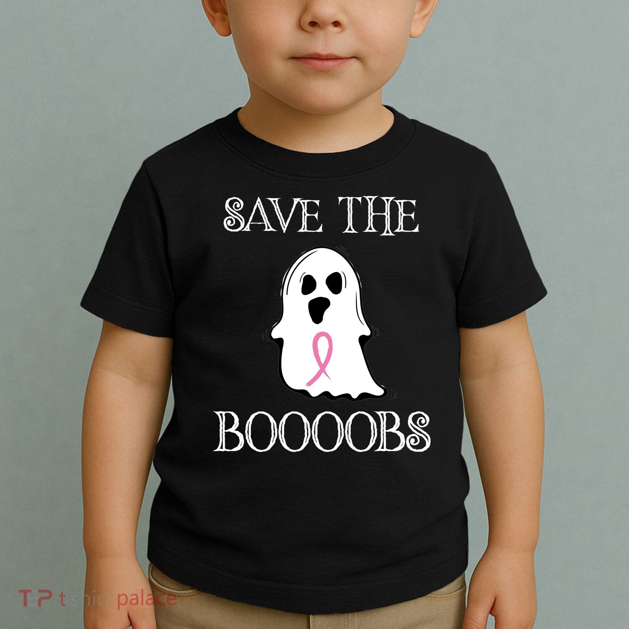 Save The Boooobs Breast Cancer Halloween Ghost Toddler T-Shirt