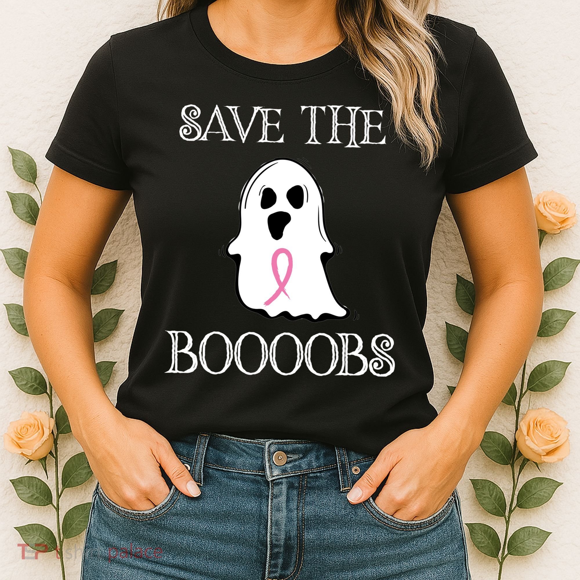 Save The Boooobs Breast Cancer Halloween Ghost Women's T-Shirt