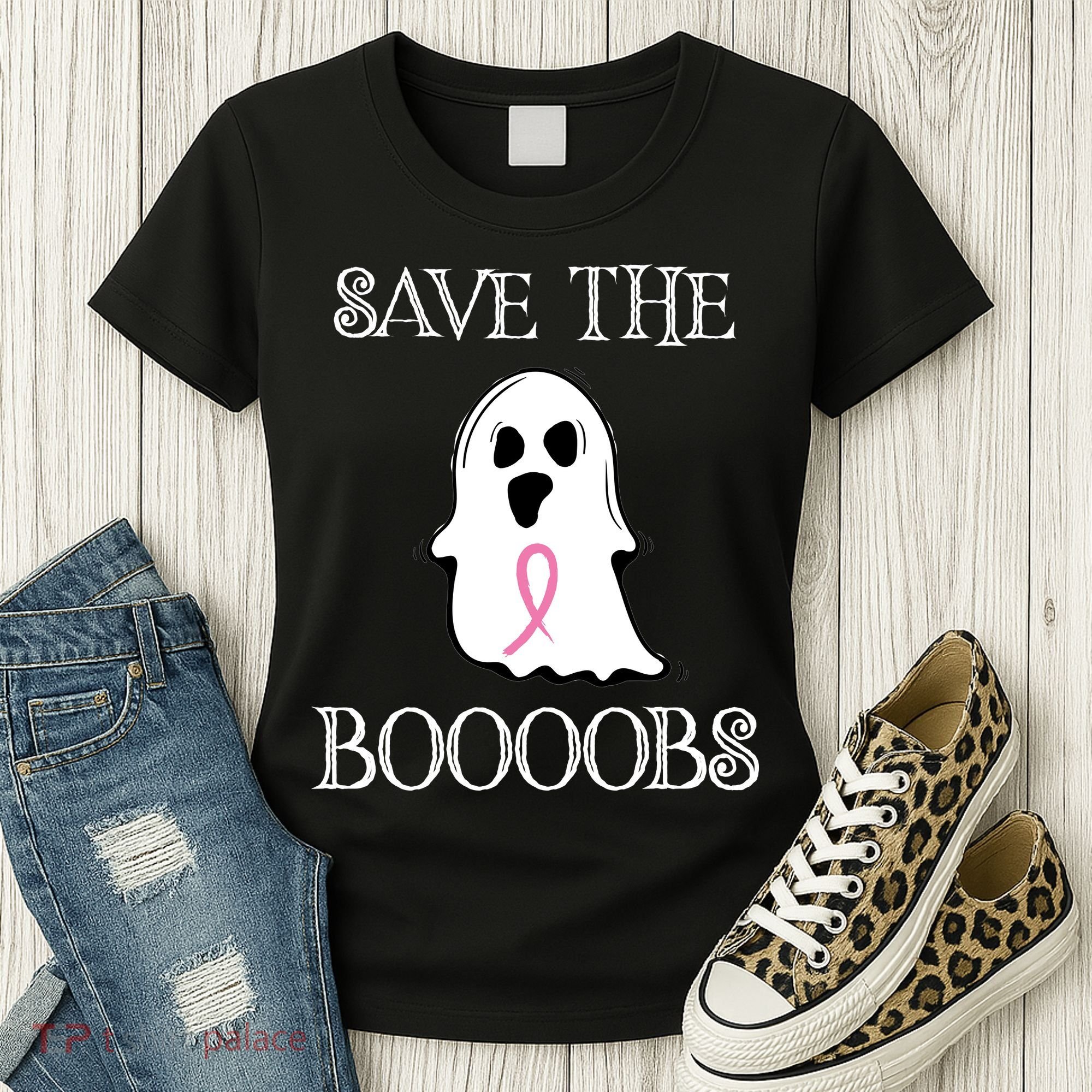Save The Boooobs Breast Cancer Halloween Ghost Women's T-Shirt