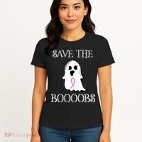 Save The Boooobs Breast Cancer Halloween Ghost Women's T-Shirt thumb 4
