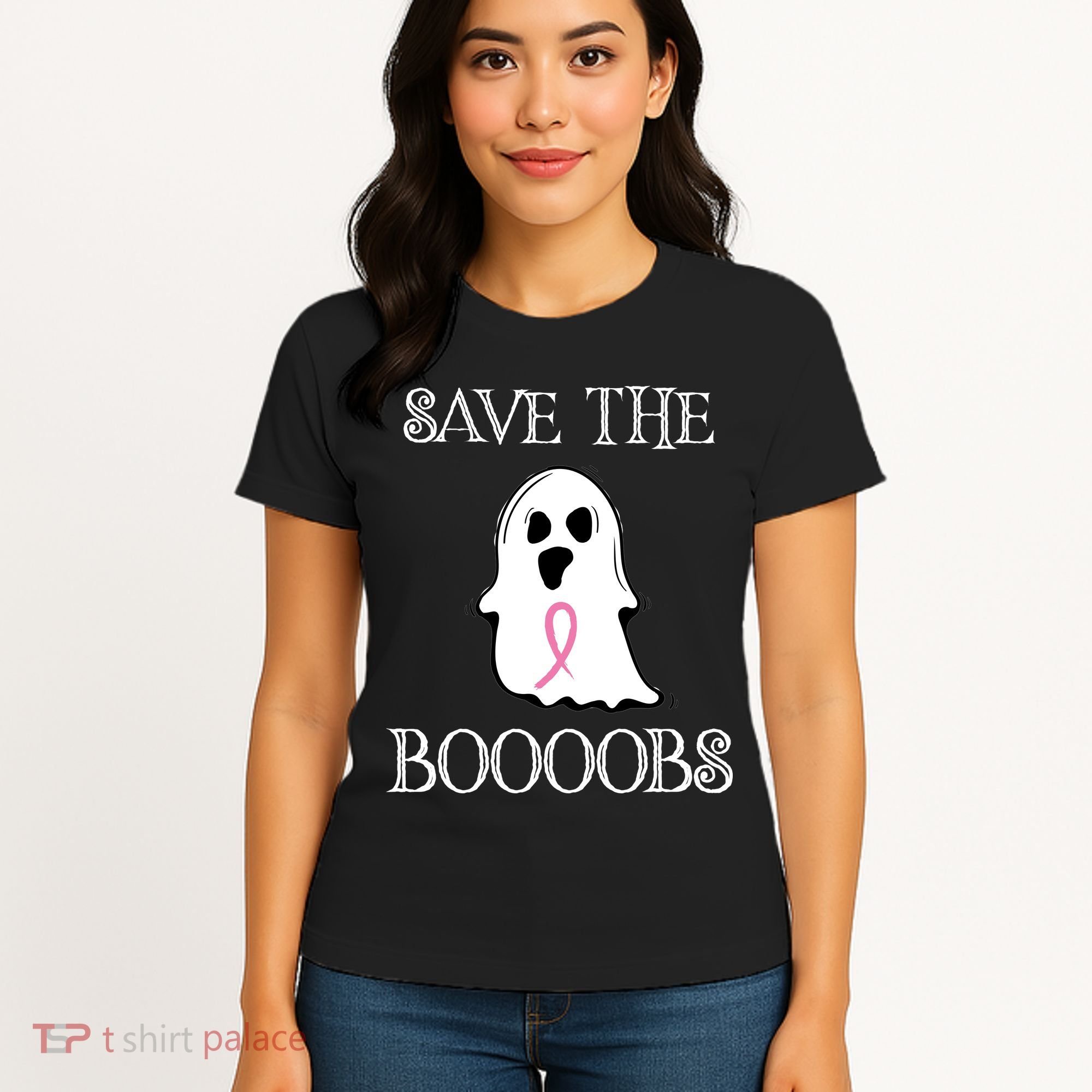 Save The Boooobs Breast Cancer Halloween Ghost Women's T-Shirt