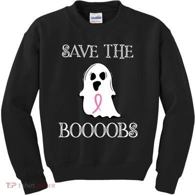 Save The Boooobs Breast Cancer Halloween Ghost Kids Sweatshirt