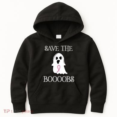 Save The Boooobs Breast Cancer Halloween Ghost Kids Hoodie