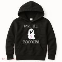Save The Boooobs Breast Cancer Halloween Ghost Kids Hoodie thumb 0