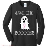Save The Boooobs Breast Cancer Halloween Ghost Kids Long Sleeve Shirt thumb 0