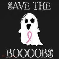 Save The Boooobs Breast Cancer Halloween Ghost Kids Long Sleeve Shirt thumb 2