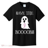 Save The Boooobs Breast Cancer Halloween Ghost Kids T-Shirt thumb 0