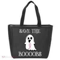 Save The Boooobs Breast Cancer Halloween Ghost Tote Bag thumb 0