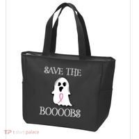 Save The Boooobs Breast Cancer Halloween Ghost Tote Bag thumb 3