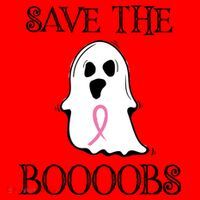 Save The Boooobs Breast Cancer Halloween Ghost Santa Hat thumb 1