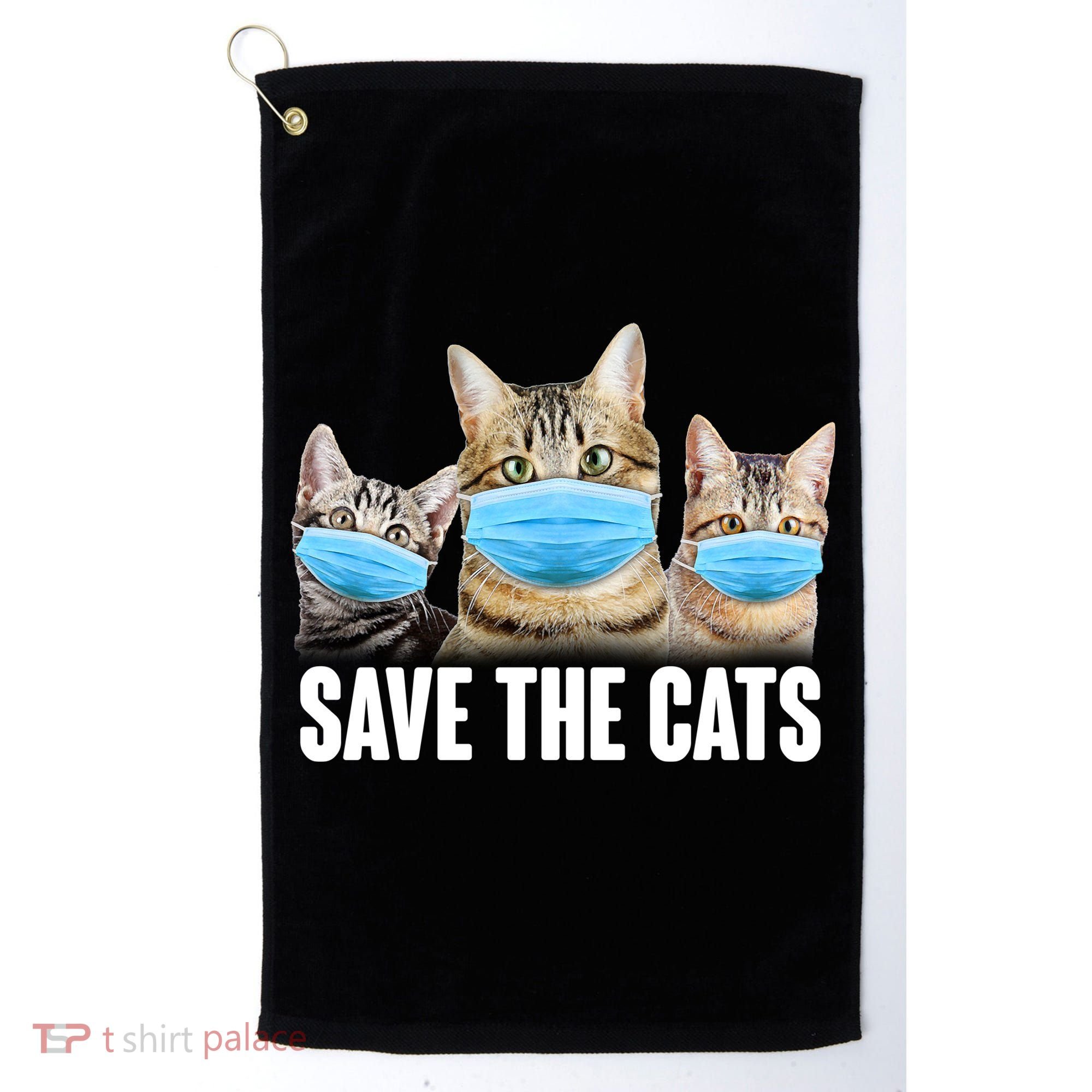 Save The Cats Face Mask Pandemic Golf Towel
