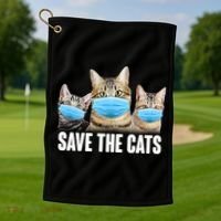 Save The Cats Face Mask Pandemic Golf Towel thumb 1