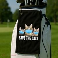 Save The Cats Face Mask Pandemic Golf Towel thumb 2