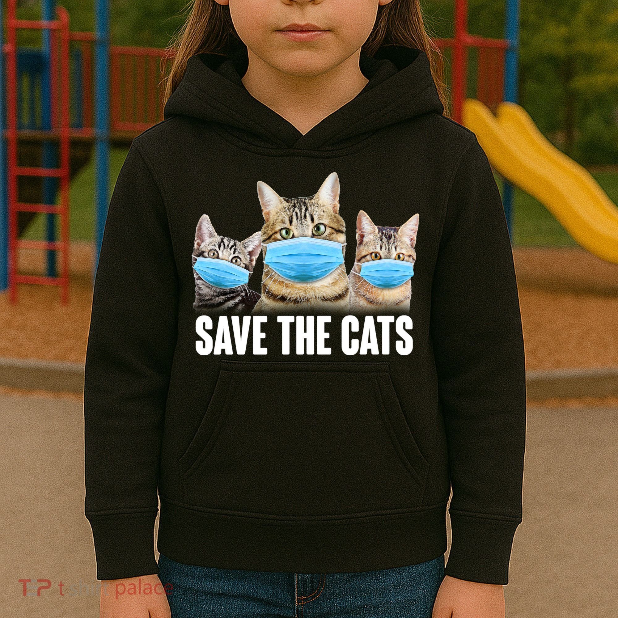 Save The Cats Face Mask Pandemic Kids Hoodie