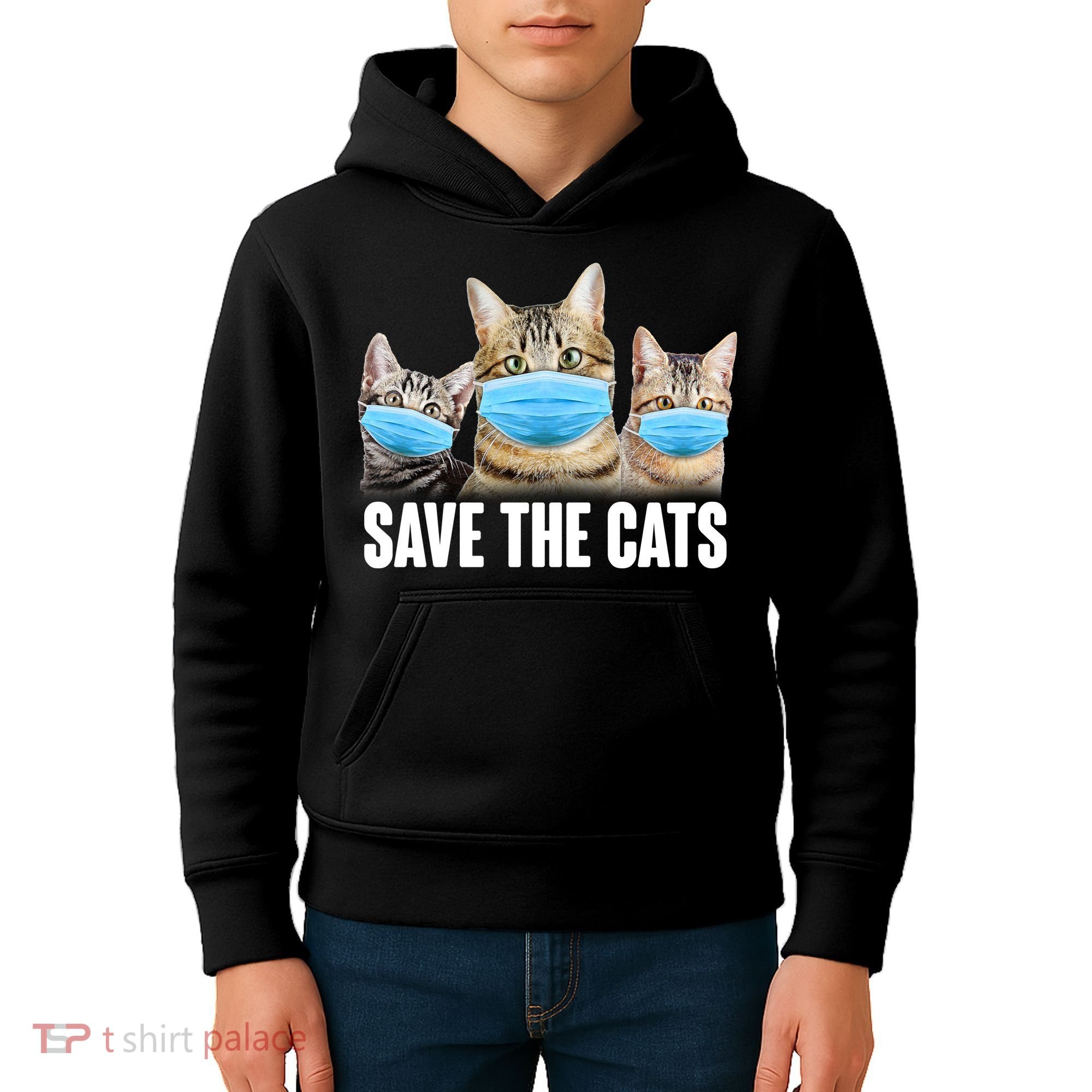Save The Cats Face Mask Pandemic Kids Hoodie
