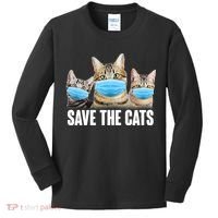 Save The Cats Face Mask Pandemic Kids Long Sleeve Shirt thumb 0
