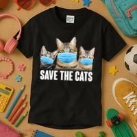 Save The Cats Face Mask Pandemic Kids T-Shirt thumb 3