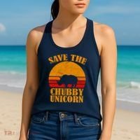 Save The Chubby Unicorn Distressed Sun Women's Tank Top thumb 2