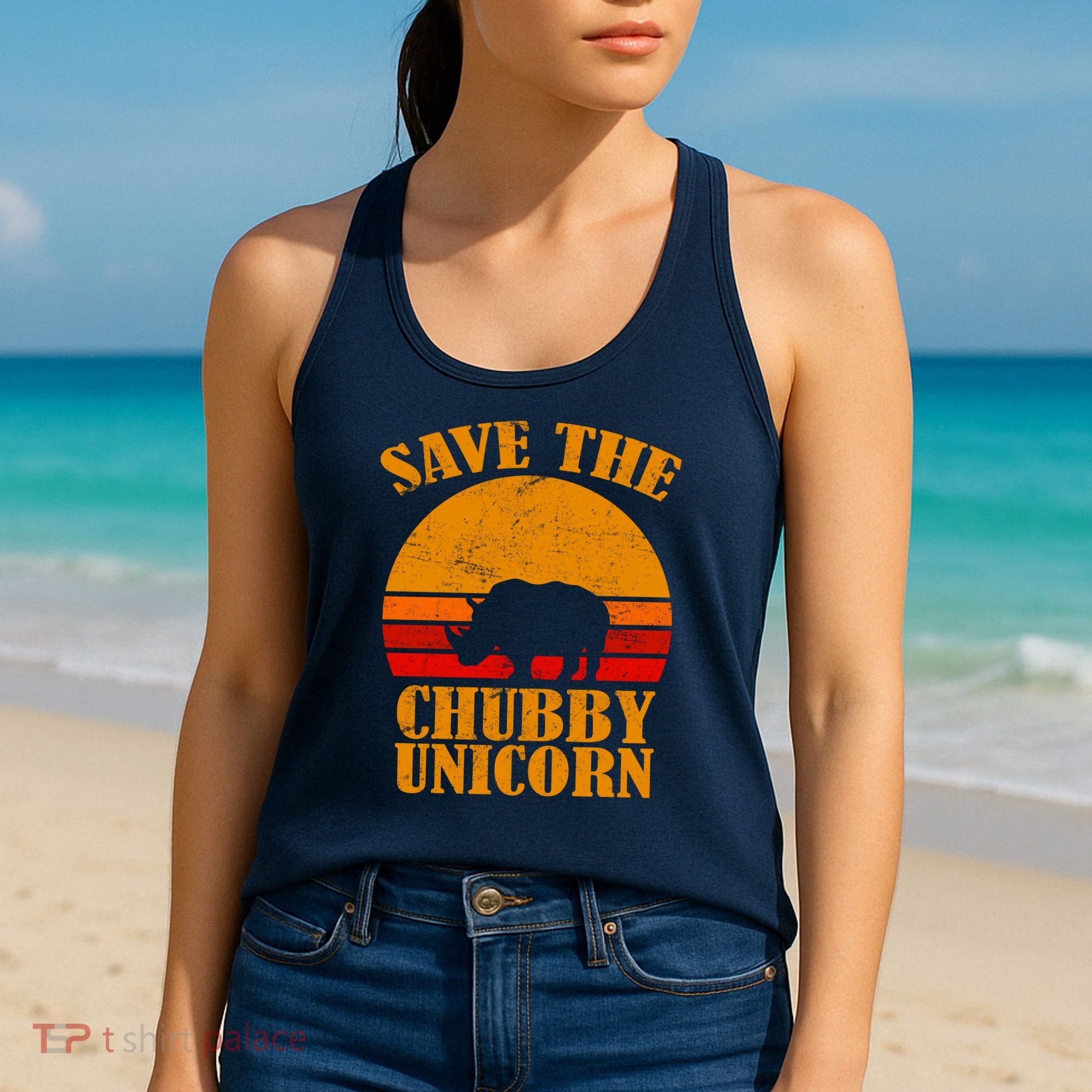 Save The Chubby Unicorn Distressed Sun Women's Tank Top