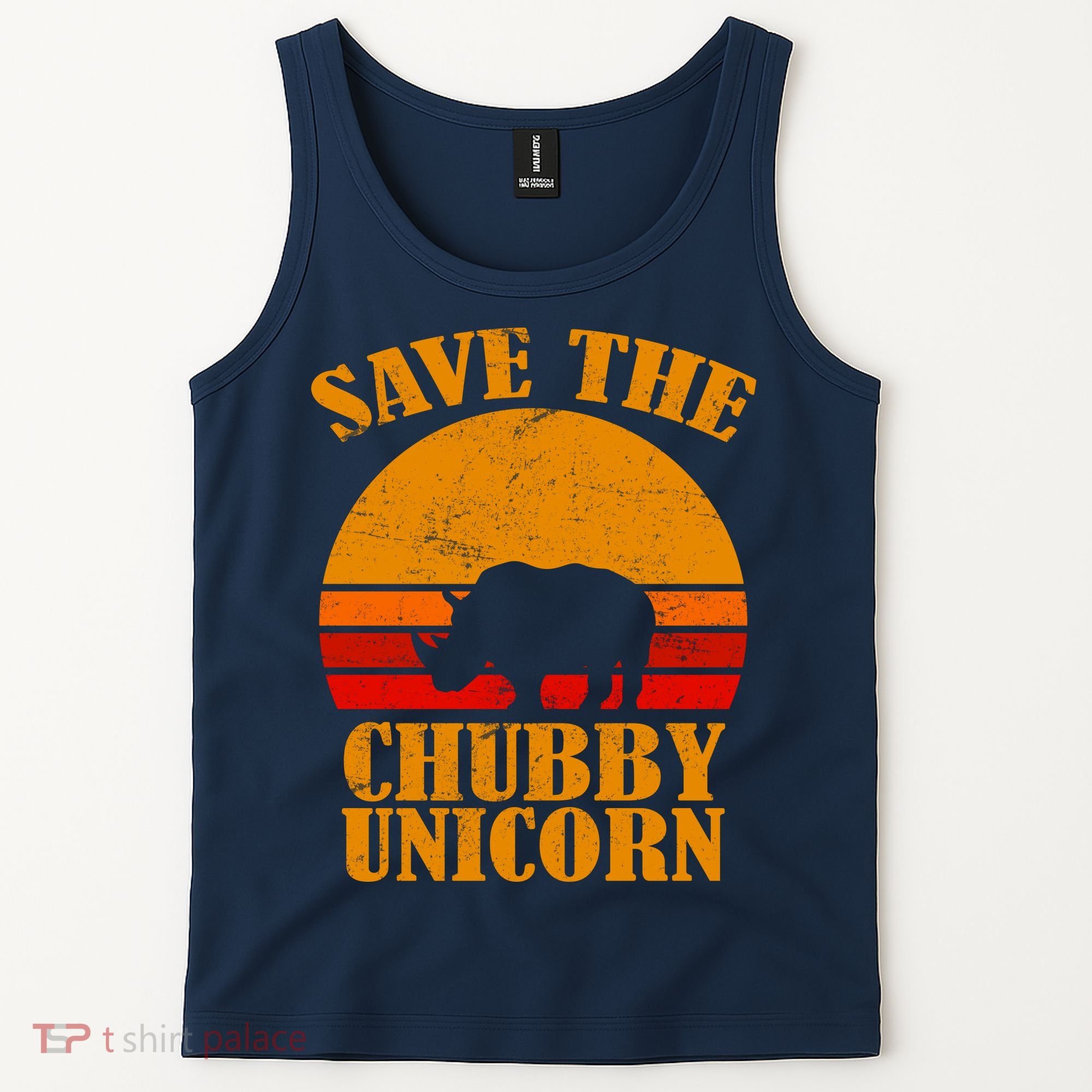Save The Chubby Unicorn Distressed Sun Tank Top