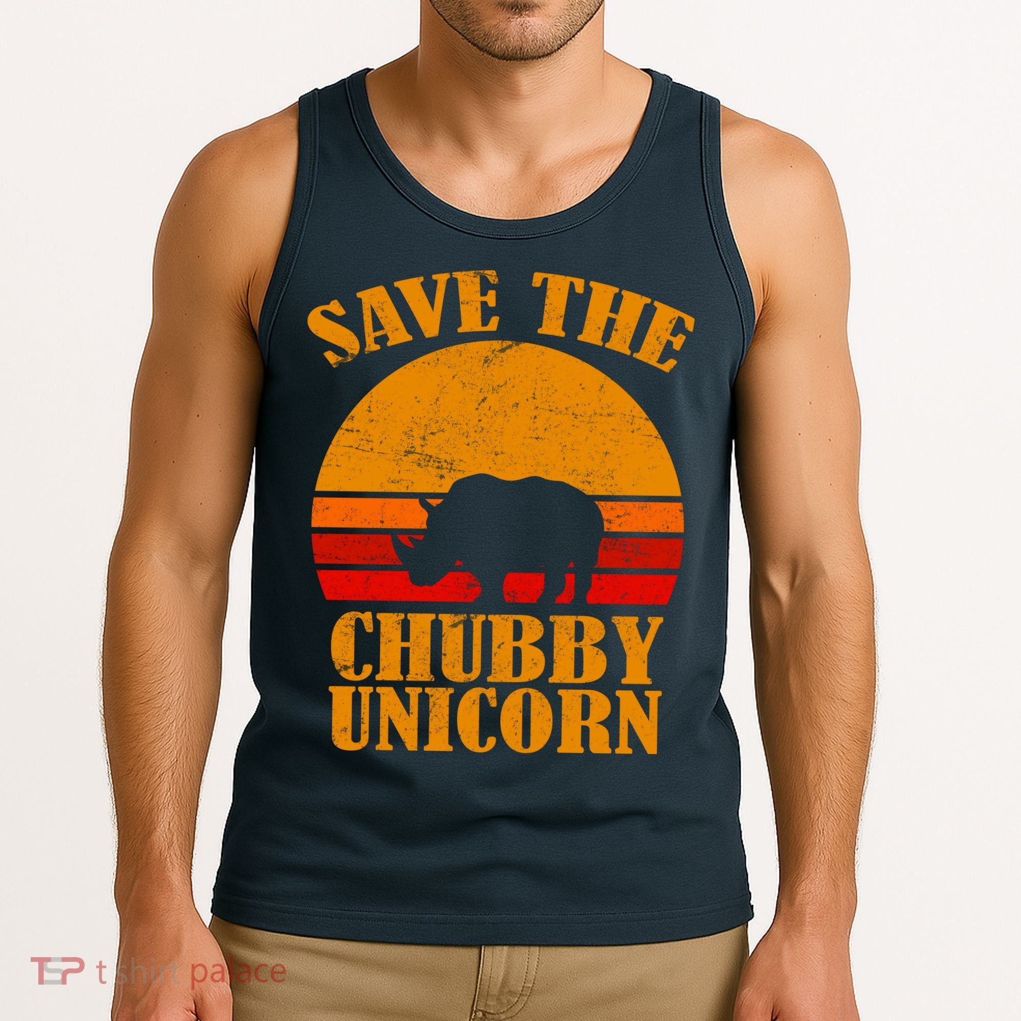 Save The Chubby Unicorn Distressed Sun Tank Top