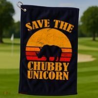 Save The Chubby Unicorn Distressed Sun Golf Towel thumb 1