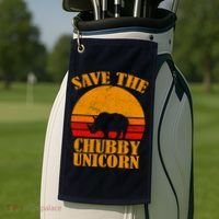 Save The Chubby Unicorn Distressed Sun Golf Towel thumb 2