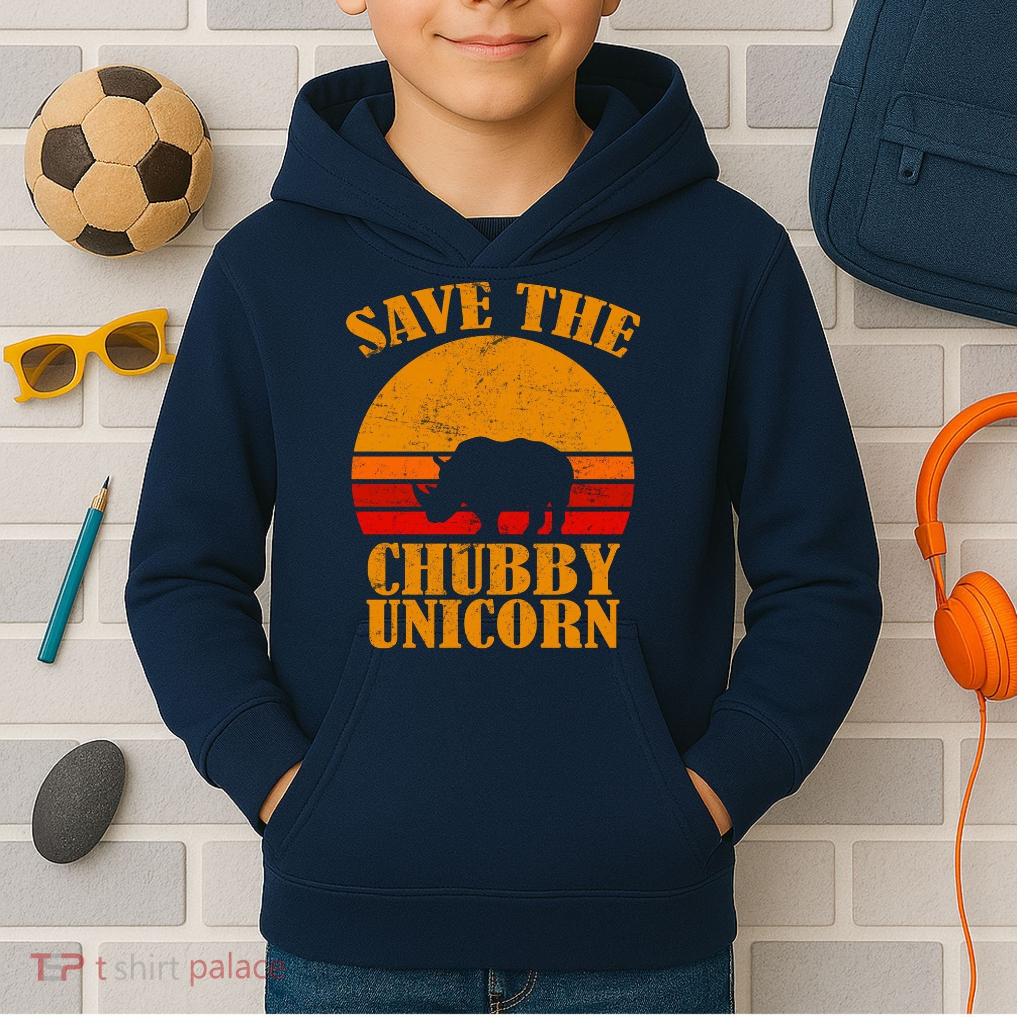 Save The Chubby Unicorn Distressed Sun Kids Hoodie