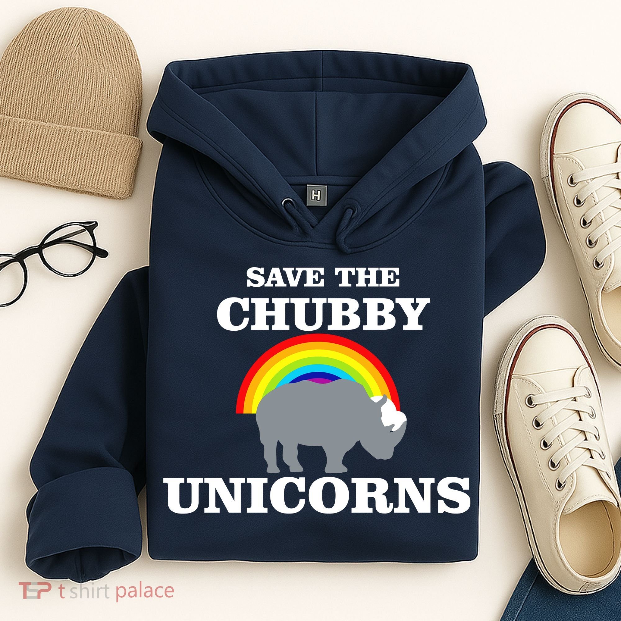 Save The Chubby Unicorns Rainbow Hoodie