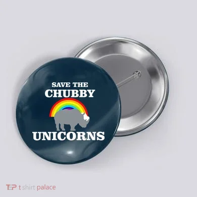 Save The Chubby Unicorns Rainbow Button