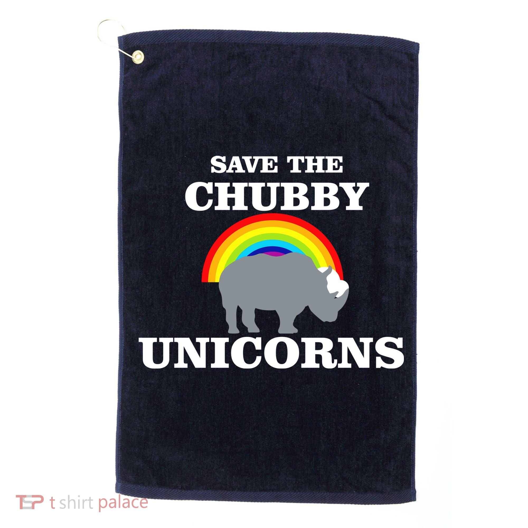 Save The Chubby Unicorns Rainbow Golf Towel