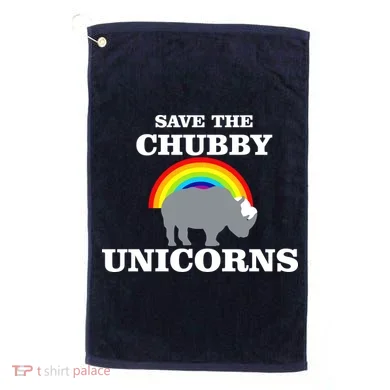 Save The Chubby Unicorns Rainbow Golf Towel