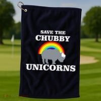 Save The Chubby Unicorns Rainbow Golf Towel thumb 1