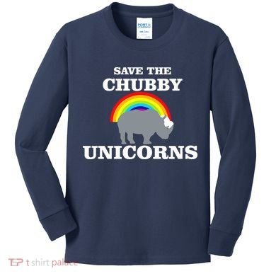 Save The Chubby Unicorns Rainbow Kids Long Sleeve Shirt