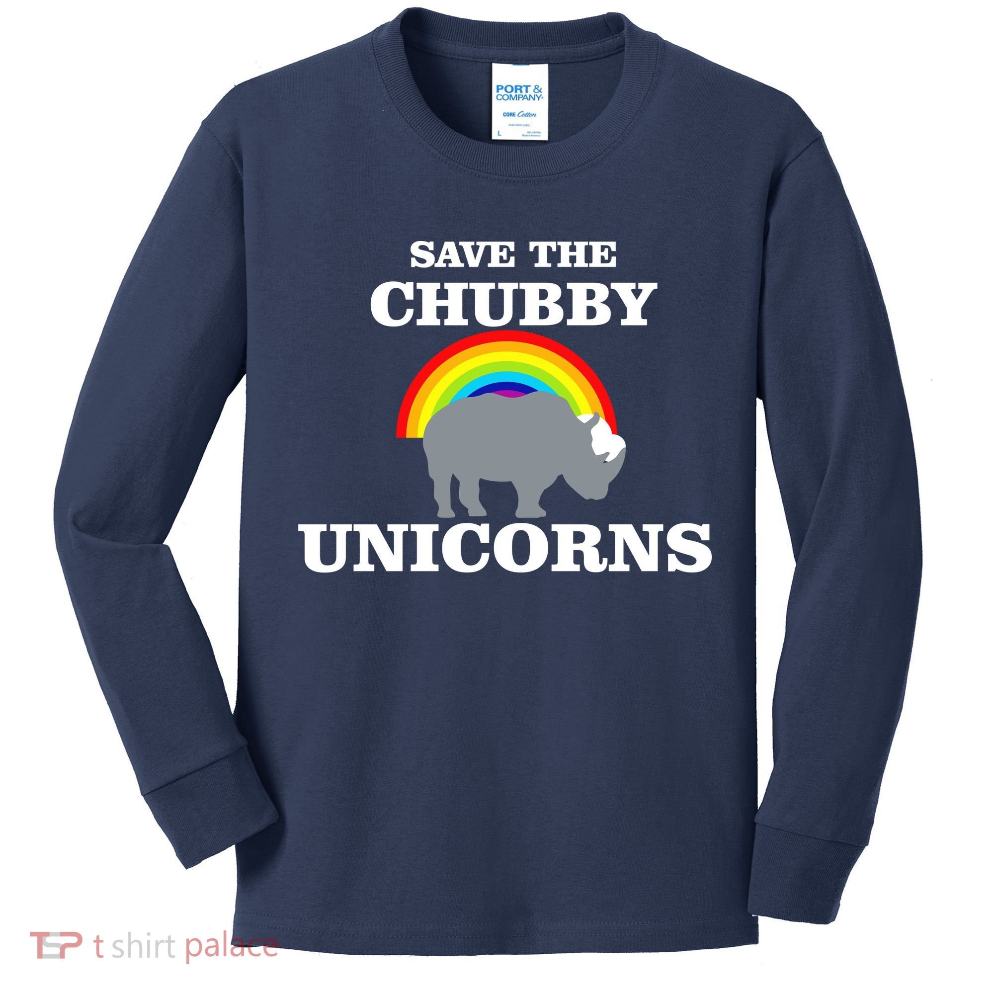 Save The Chubby Unicorns Rainbow Kids Long Sleeve Shirt