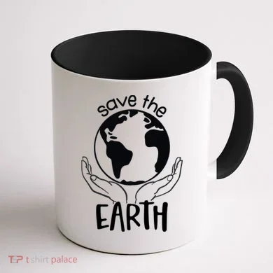 Save The Earth Holding Globe Coffee Mug back