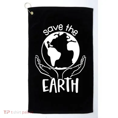 Save The Earth Holding Globe Golf Towel