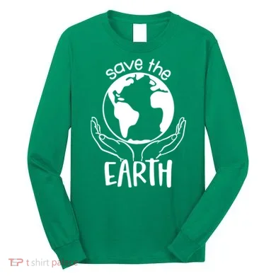 Save The Earth Holding Globe Long Sleeve Shirt