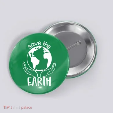 Save The Earth Holding Globe Button