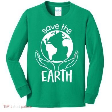 Save The Earth Holding Globe Kids Long Sleeve Shirt