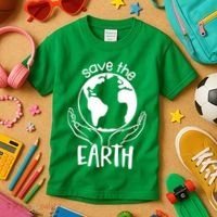 Save The Earth Holding Globe Kids T-Shirt thumb 3