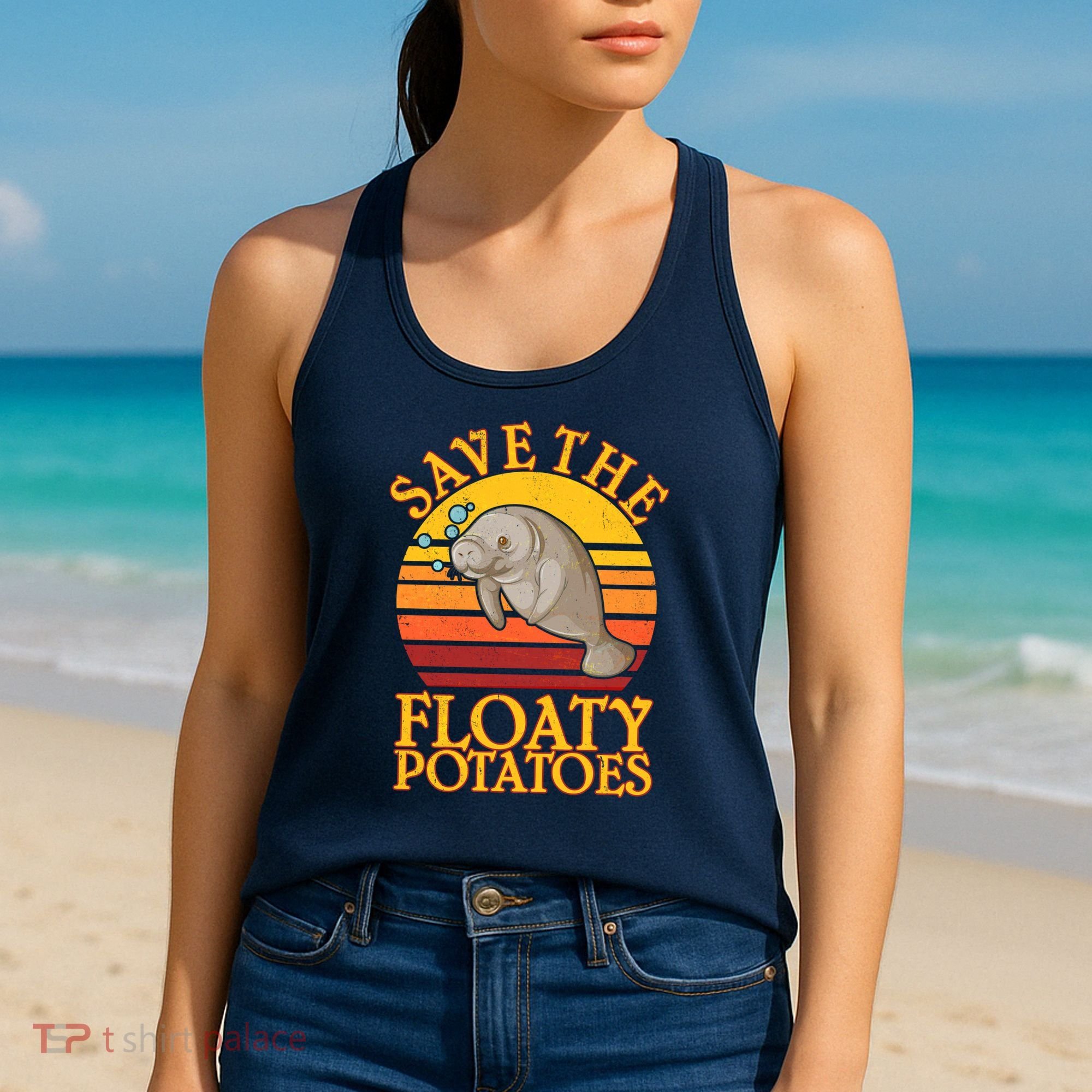 Save The Floaty Potatoes Manatee  Women's Tank Top